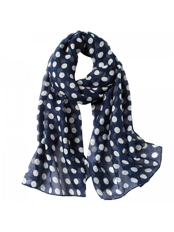 MaaMgic Womens Winter Long Polka Dot Scarf Ladies Warm Soft Pashmina Wrap - Navy Dots - CS185DYZA2O