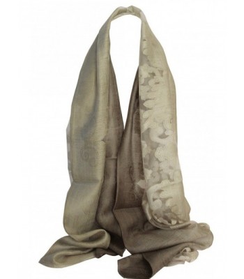 Plush Embossed Floral Print Silky Soft Organza Scarf Shawl Wrap Stole Head Scarves - White & Grey - CL12OBWHS7V
