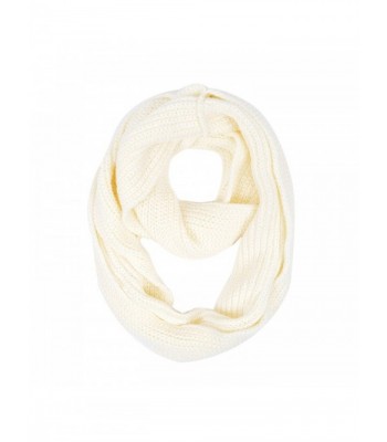 Premium Winter Solid Color Knit Infinity Loop Circle Scarf - Different Colors - Cream - C611PI80BVJ