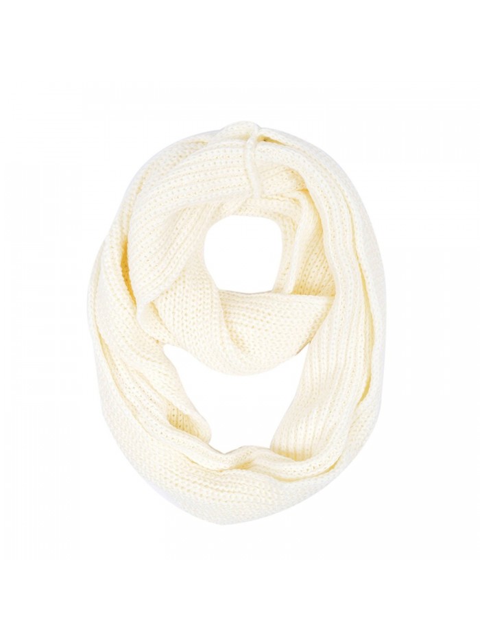 Premium Winter Solid Color Knit Infinity Loop Circle Scarf - Different Colors - Cream - C611PI80BVJ