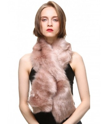 Vogueearth Faux Fur Women Winter Warmer Long Scarf Fashion Wrap Accessory - Pink - C31879UKT64
