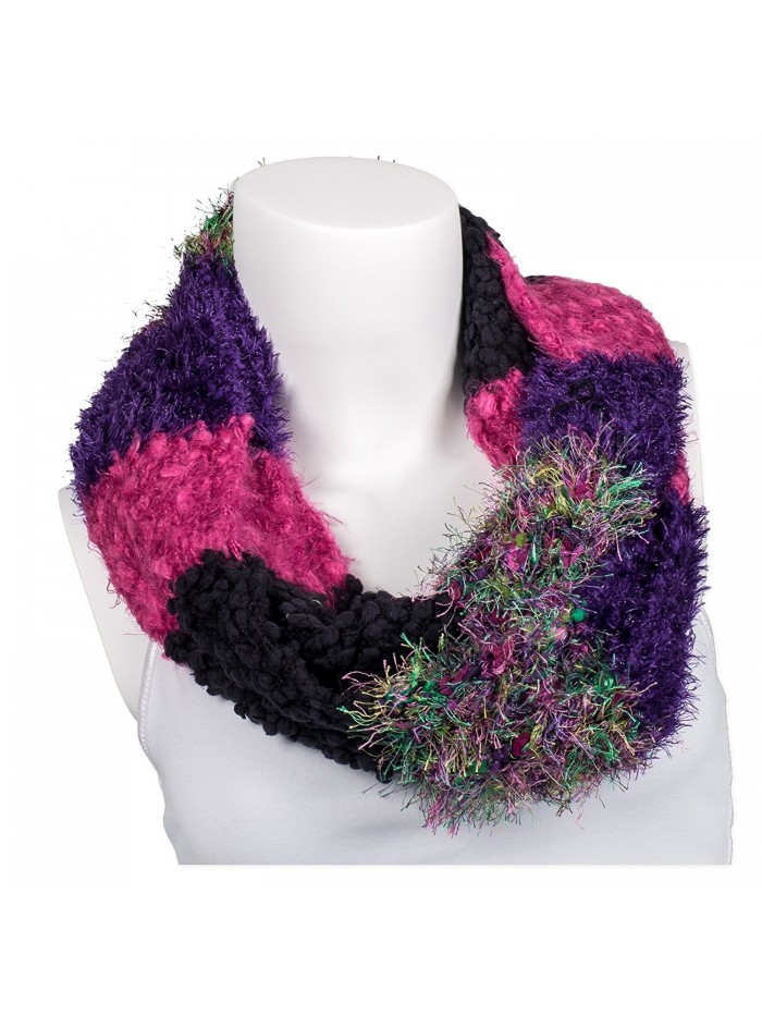 Snoozies Womens Thick and Soft Winter Knit Infinity Scarf - Jumble Knits - Fuschia/Purple - CD127DHLYHH