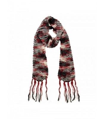 Long Two-Tone Knit Unisex Winter Scarf - Red - CD117XRA829