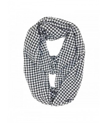 Tapp Collections Premium Soft Multicolor Sheer Infinity Scarf - Houndstooth/Black White - CN12O090A5Q