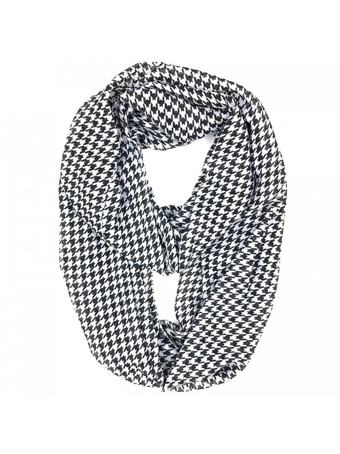 Tapp Collections Premium Soft Multicolor Sheer Infinity Scarf - Houndstooth/Black White - CN12O090A5Q