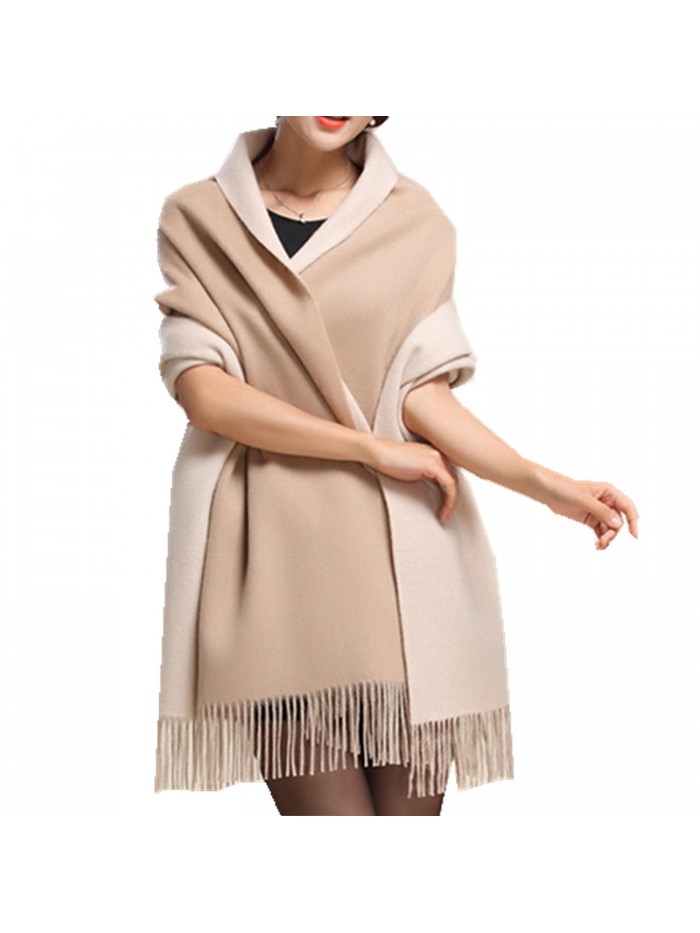 Saferin Cashmere Winter Shawl 26 Khaki - Double-faced Khaki and Beige Thick 400g - CQ120D03KWN