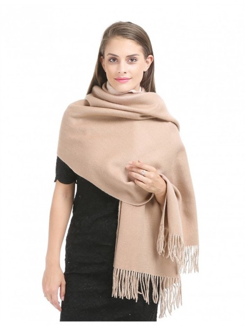 Cashmere Winter Shawl 26 Khaki - Double-faced Khaki and Beige Thick ...