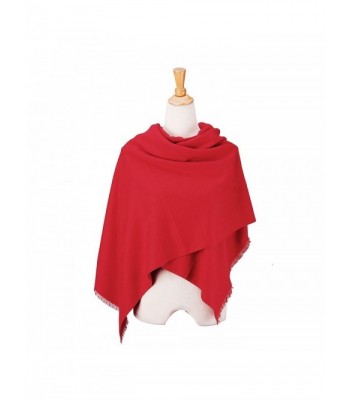 Scarf Women Fleece with Thin Fringes. Solid Color Wrap Mother's DAY - Bright Red - CI12O1UJ7V7