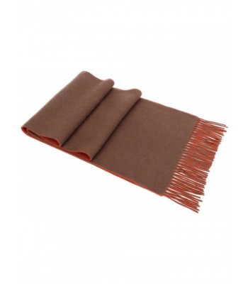 Luxurious Men's Cashmere Scarf Winter Shawls w/ Gift Box- 64.5" x 11.8" - Reversible Chocolate/Orange - CM188USZ06O