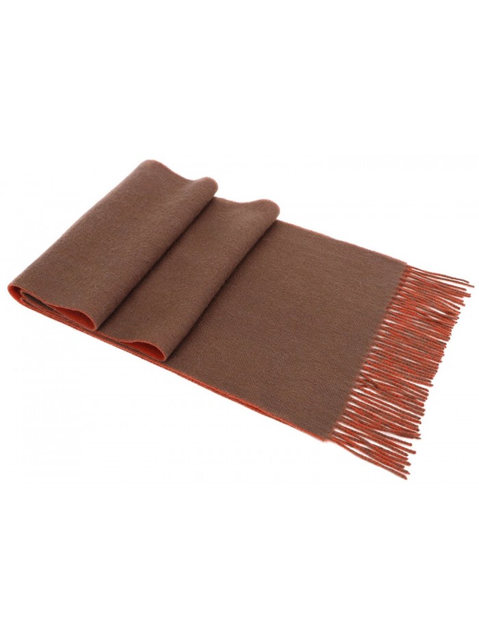 Luxurious Men's Cashmere Scarf Winter Shawls w/ Gift Box- 64.5" x 11.8" - Reversible Chocolate/Orange - CM188USZ06O