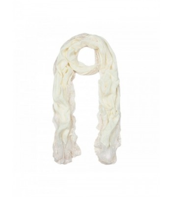 Elegant Pure Cotton Solid Color Lace Floral Trim Fashion Scarf - Diff Colors - Cream - CX11OPPAPEX