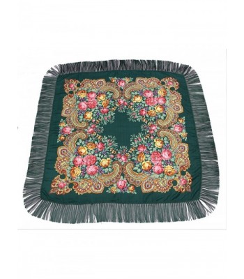 Dzhavael Couture Woman's Russian Style Wool Large Babushka Shawl Wraps Scarves - Dark Green - CP187WMLWX0