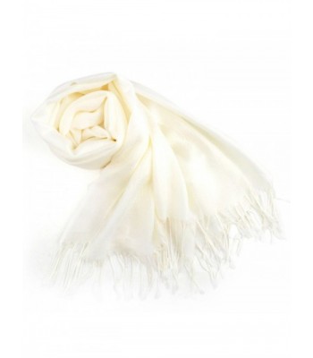 TopTie Scarf Wrap With Tassel Ends- Solid Color / Tow-Tone Color- Gift Idea - Cream - CP11J4TJRX1