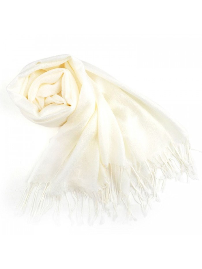 TopTie Scarf Wrap With Tassel Ends- Solid Color / Tow-Tone Color- Gift Idea - Cream - CP11J4TJRX1