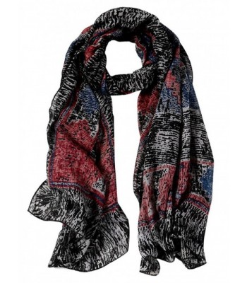 GERINLY Womens Scarves - Bohemian Style Wrap Shawl Vintage Cozy Scarf - Black - CC188WQAARR