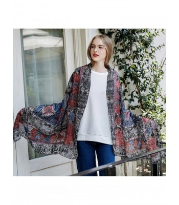 Womens Scarves - Bohemian Style Wrap Shawl Vintage Cozy Scarf - Black ...