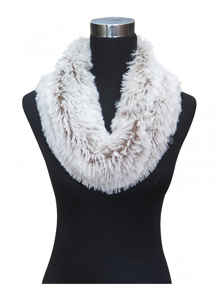 Lina & Lily Bi-color Women's Infinity Loop Faux Fur Winter Scarf - White and Brown - CU128795LW9