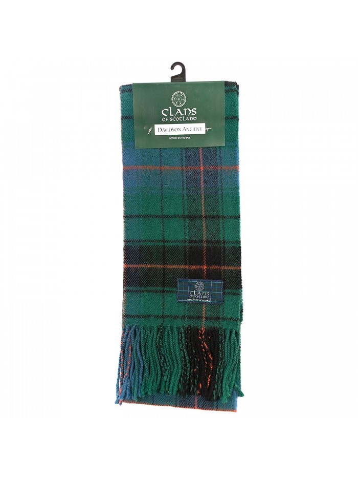 Clans Of Scotland Pure New Wool Scottish Tartan Scarf Davidson Ancient (One Size) - CJ123H4EF6R