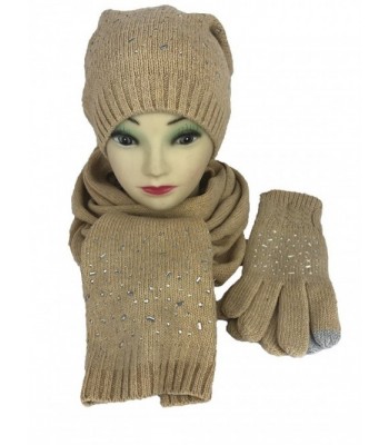 SNOWDROP Series Wool blended Gift Sets Hat- Glove and Scarf (touchscreen friendly) - Camel - CN183Y3HQZL