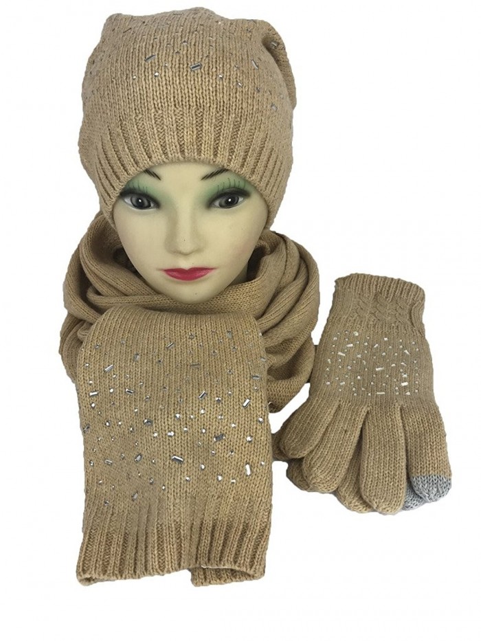 SNOWDROP Series Wool blended Gift Sets Hat- Glove and Scarf (touchscreen friendly) - Camel - CN183Y3HQZL