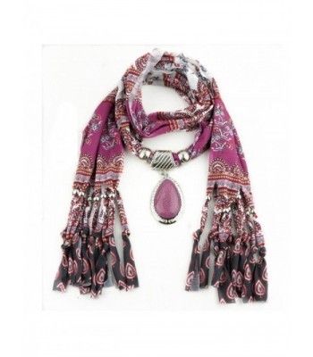 XUANOU Women Tassel Scarf With Elegant Rhinestone Pendant Scarves - CZ12N7F0CJ4