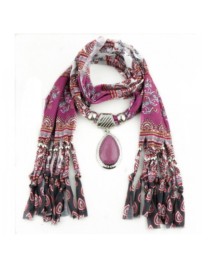 XUANOU Women Tassel Scarf With Elegant Rhinestone Pendant Scarves - CZ12N7F0CJ4