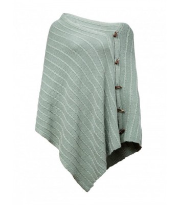 XINTIANJI Women Wool Blend Knit Shawl Ruana Poncho with Exquisite Horn Button - Green - CX187SYGEYX