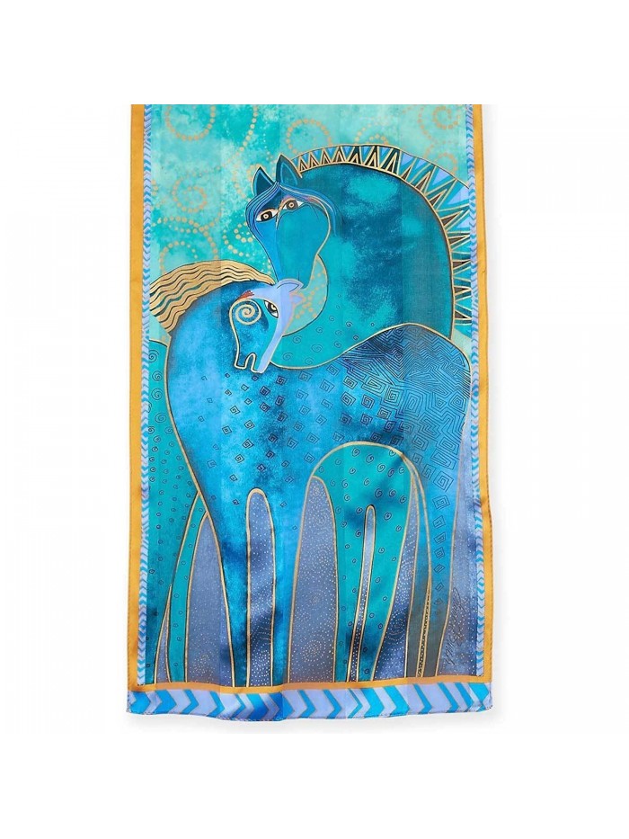 Laurel Burch Silk Scarf "Teal Mares" - C618365N0D0