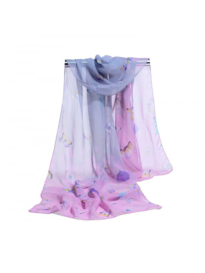Lifetotem Cute Butterfly Print Scarf for Women Fashionable Scarves - Pinkgrey - CT187WC9RQ6