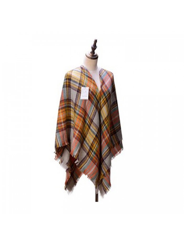 Women's Cozy Tartan Scarf Wrap Shawl Neck Stole Warm Plaid Checked Pashmina - CJ11TTT542T