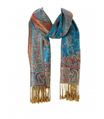 Women's Stylish Warm Blanket Scarf Gorgeous Wrap Shawl Pashmina Winter solid Color Scarves - Blue Orange - C6184XWXWIY