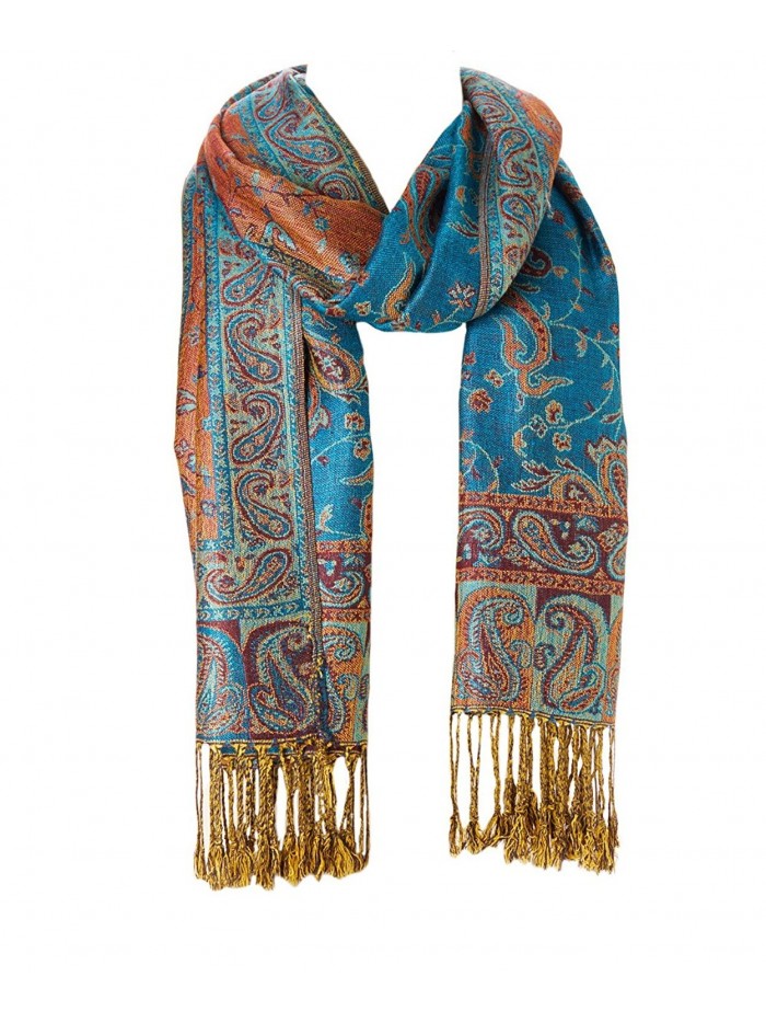 Women's Stylish Warm Blanket Scarf Gorgeous Wrap Shawl Pashmina Winter solid Color Scarves - Blue Orange - C6184XWXWIY
