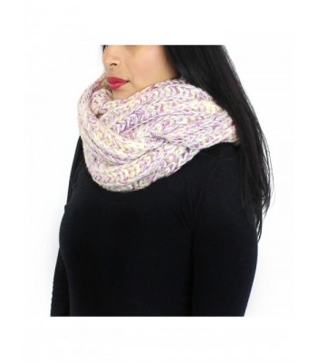 Chunky Knitted Infinity Scarf Blended Pastel Color - Pink and Purple - CS125VM1VUL