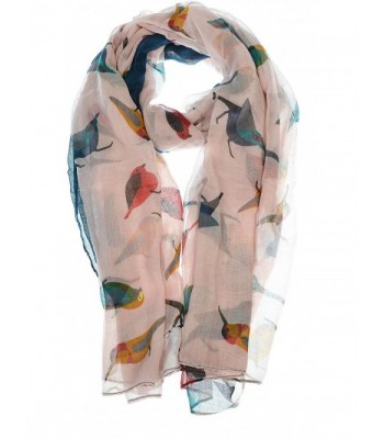 Hand By Hand Aprileo Bird Pattern Scarf Shawl Wrap Solid Border Animal Thin Scarf - Pink. - CT12GUFVNY7