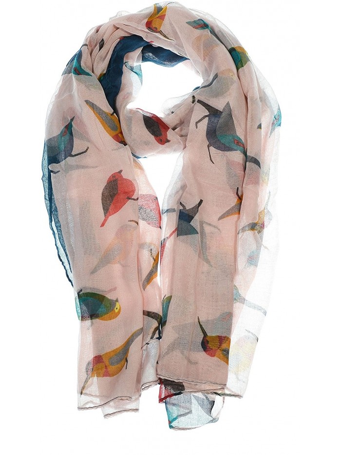 Hand By Hand Aprileo Bird Pattern Scarf Shawl Wrap Solid Border Animal Thin Scarf - Pink. - CT12GUFVNY7