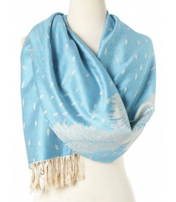 Women's Shawl Double Layer Reversible Paisley Pashmina Shawl Wrap with Fringe - 7 Baby Blue - CY12EKLIET5