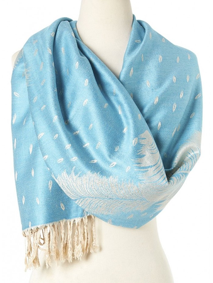 Women's Shawl Double Layer Reversible Paisley Pashmina Shawl Wrap with Fringe - 7 Baby Blue - CY12EKLIET5