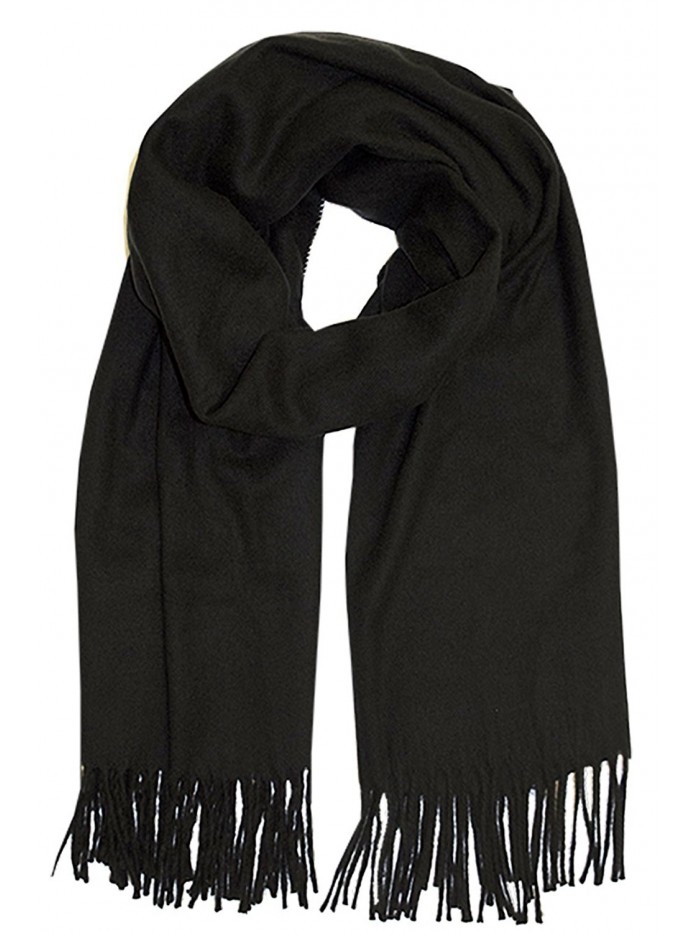 Vera Womens Scarf Cashmere Feel Made In Italy - Black - CC188477Y0Z