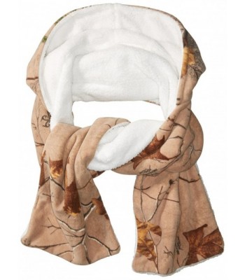 Realtree Women's Printed Fleece Hooded Oblong Scarf With Faux Fur Lining - Tan - CS184E529WW