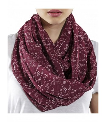 Etwoa's Claret Red Mathematics Infinity Scarf Circle Geek Scarf - CL12O3SG0KV