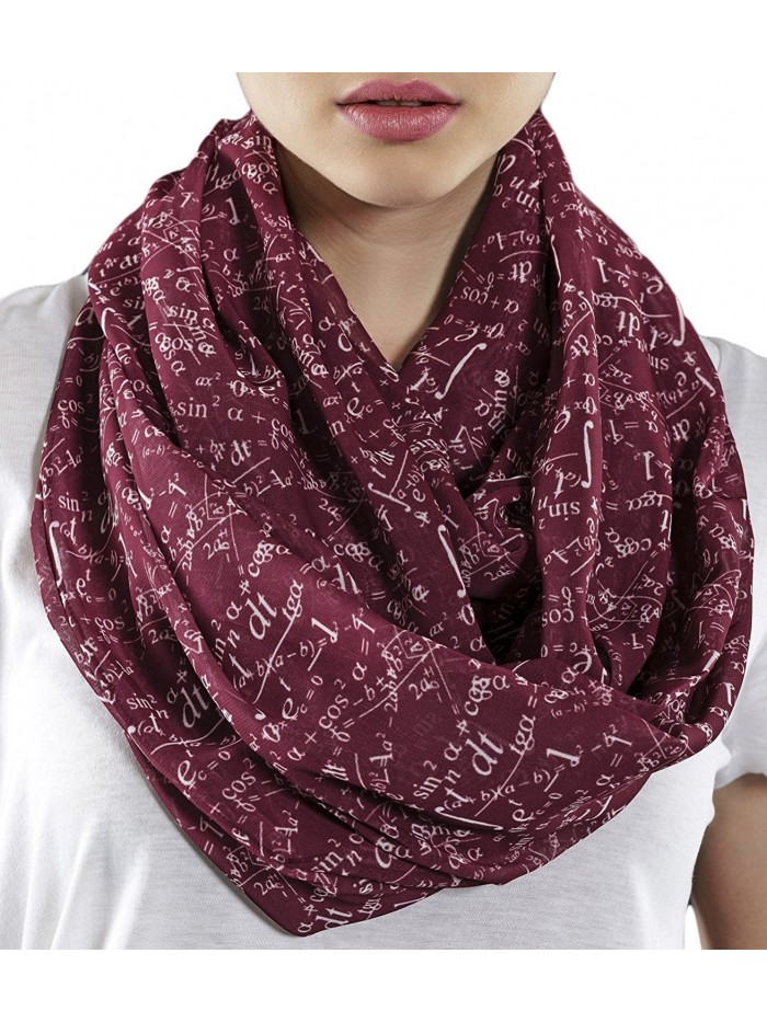 Etwoa's Claret Red Mathematics Infinity Scarf Circle Geek Scarf - CL12O3SG0KV