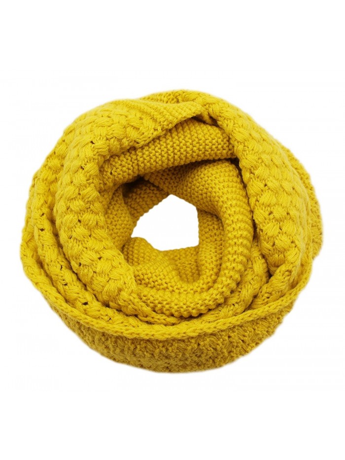 Girls Women Fashion Solid Thick Knitted Scarf Winter Warm Infinity Loop Scarf Thick Neckerchief - Yellow - CX1870R9YXE