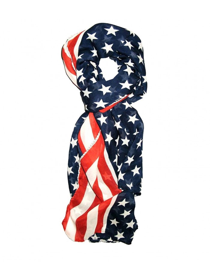 Dabung Women's Patriotic American Flag Scarf - Stars & Stripes - CZ11CABYRS9