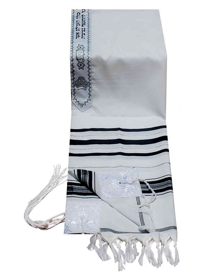 Acrylic Tallit (imitation Wool) Prayer Shawl in Black and Silver Size 24" L X 72" W - CQ1121YUCV7