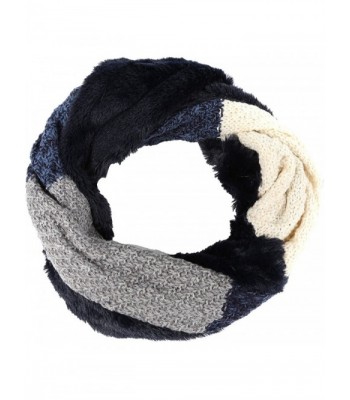 Sakkas Julie Short Wrap Around Two Sided Faux Fur And Ribbed Knit Infinity Scarf - Grey / Blue - CW12MY8B5C0