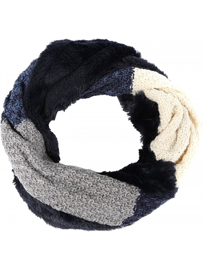 Sakkas Julie Short Wrap Around Two Sided Faux Fur And Ribbed Knit Infinity Scarf - Grey / Blue - CW12MY8B5C0