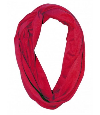 Solid Infinity Polyester Scarf with Hidden Zipper Pocket - Cherry Red - CM188DH82WY