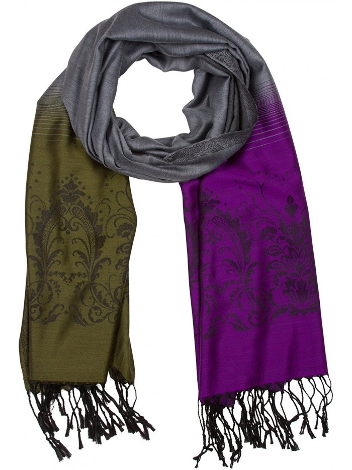 Sakkas Multi Color Garden Paisley Pashmina - Olive / Purple - CW11JJYEY25