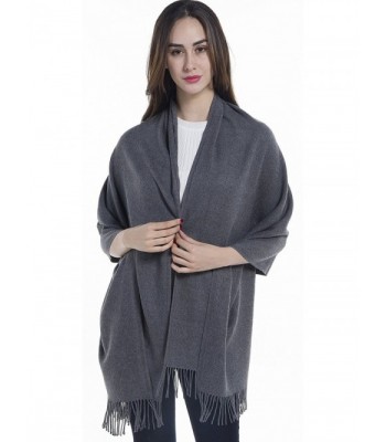Niaiwei Extra Large Womens Long Cashmere Wool Winter Shawl Wrap- Solid Color 78 27 inch - Gray - C5186YR8XNX