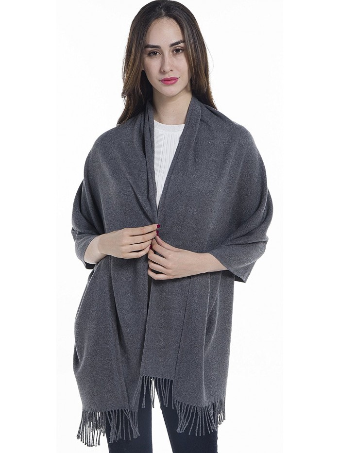 Niaiwei Extra Large Womens Long Cashmere Wool Winter Shawl Wrap- Solid Color 78 27 inch - Gray - C5186YR8XNX